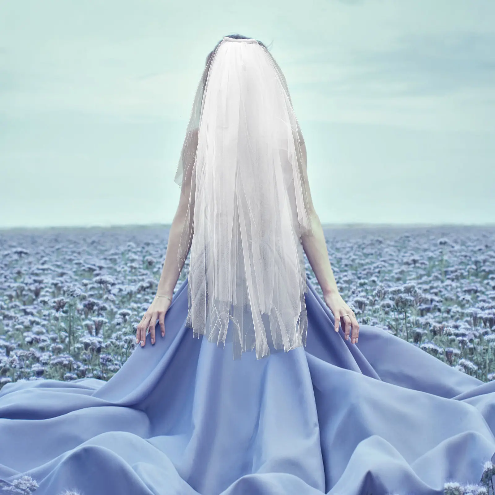 

Короткая элегантная фата из тюля для невесты, аксессуар для волос, реквизит для свадебной фотосессии, очаровательная фата для женщин на свадьбу