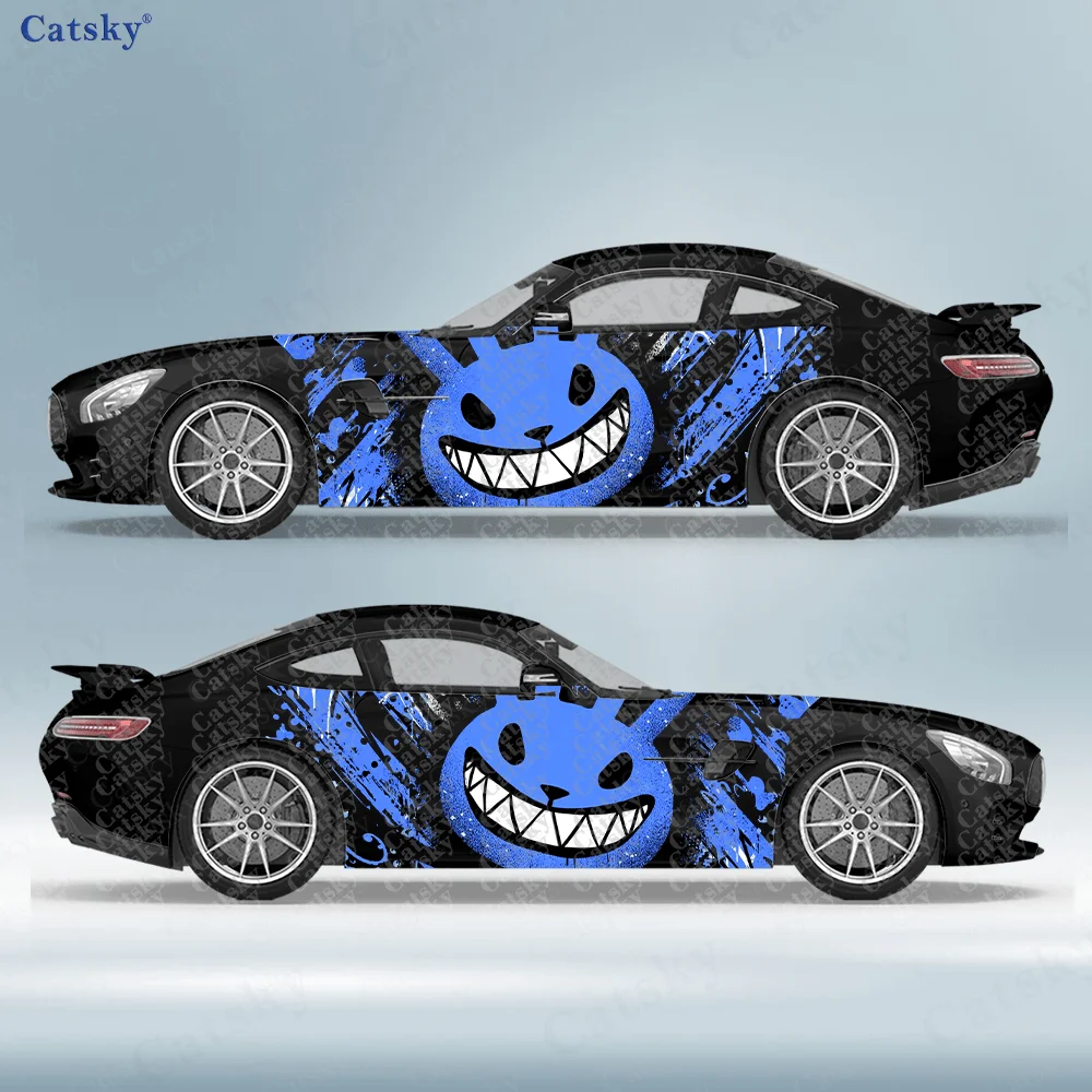 

2 шт. наклейки на боковую часть автомобиля с изображением улыбающегося кролика, самоклеящиеся, водонепроницаемые и устойчивые к царапинам, аксессуар для автомобиля, подарок