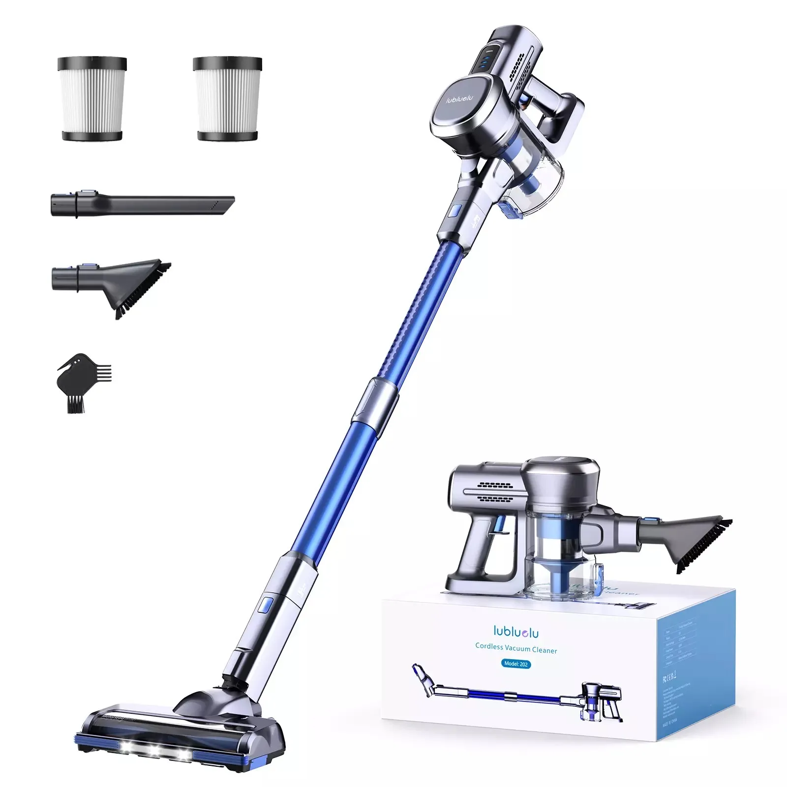 Lubluelu Akku-Staubsauger, 25.000 Pa, wiederaufladbarer kabelloser Stabstaubsauger, 235 W,