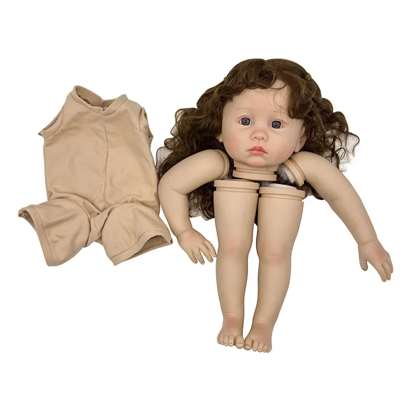 24inch Julieta Lifelike Unfinished Reborn Doll kit painted DIY Toy Doll parts with Hand Rooted Long hair