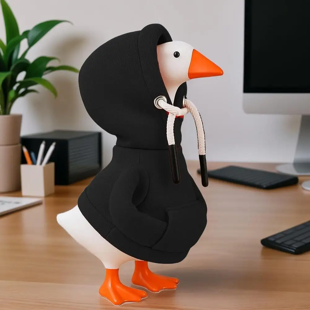 Hoodie Gans Standbeeld Speelgoed Hars Magnetische Eend Zuigsleutel Home Decor Sculptuur Sleutelrek Simulatie Gans Speelgoed Voor Kinderen Geschenken