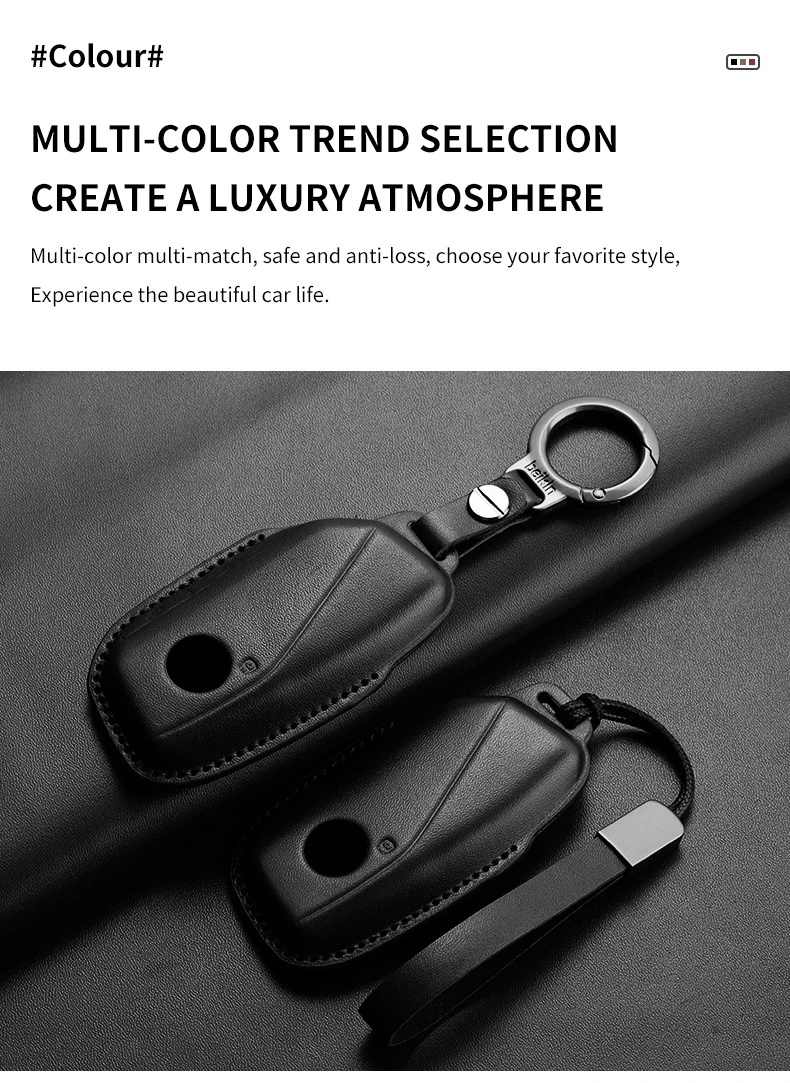 Leder-Autoschlüsselhülle für BMW 7er G70 G09 XM U06 G81 M3 2023 I7 X7 G07 LCI IX I20 X1 U11 Schlüsselanhänger-Schutz – Detail 10