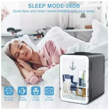 コンパクトなLEDミラー付きミニブラック美容冷蔵庫、小型冷蔵庫と冷蔵庫、6l