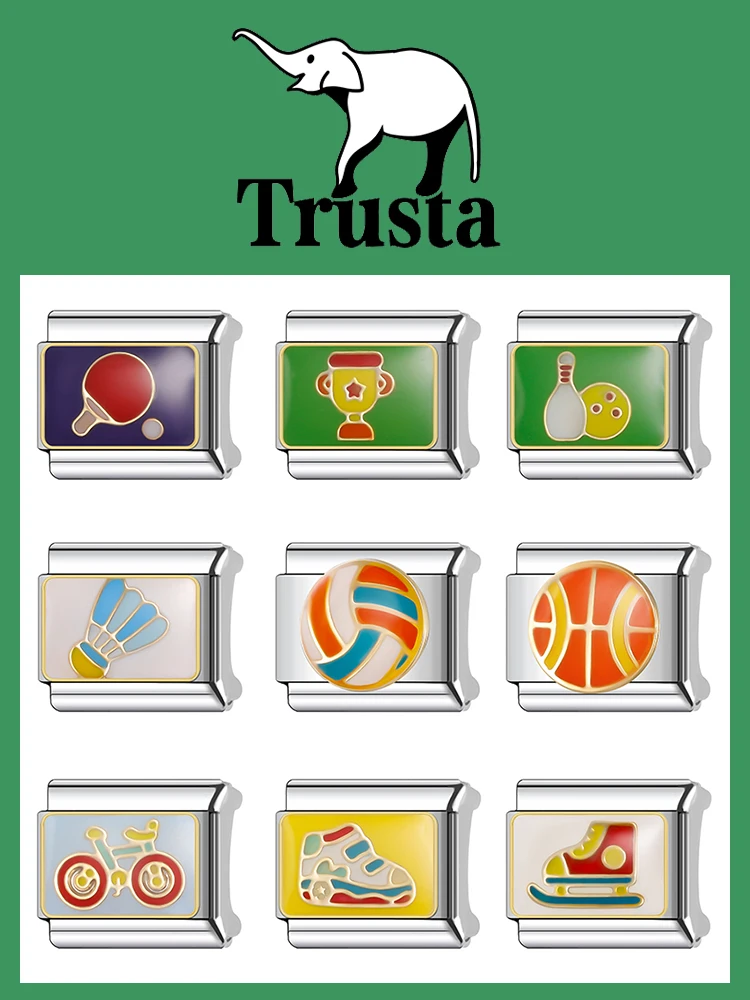 AliExpress Trusta 2025 New Sports Cycling Champion Charm Italian Links 9mm Stainless Steel Bracelet for Women DIY Jewelry Wholesale N452