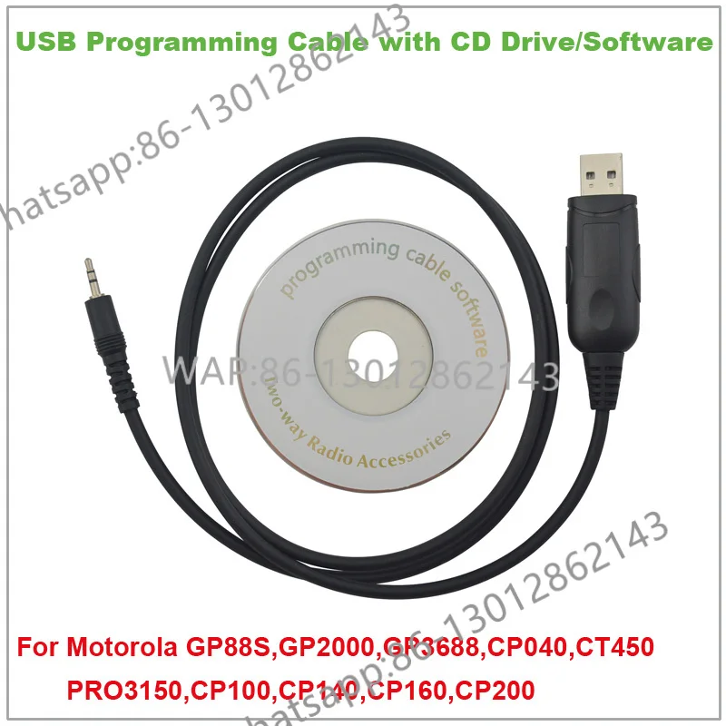 USB Programming Cable with CD Drive for Motorola GP88S CP200 CP040 GP2000 GP3688 CT450 CP140 CP160 CT250 PR400 PRO3150