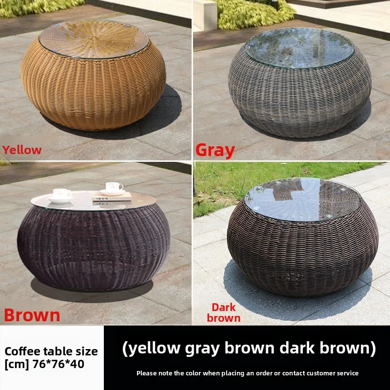 Outdoor sofa rattan chair combination, courtyard balcony leisure rattan chair three-piece waterproof and sunscreen outdoor