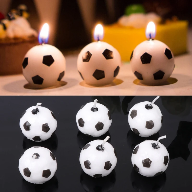 6Pcs/Set Soccer Ball Football Candles For Birthday Party Kid Supplies Decoration