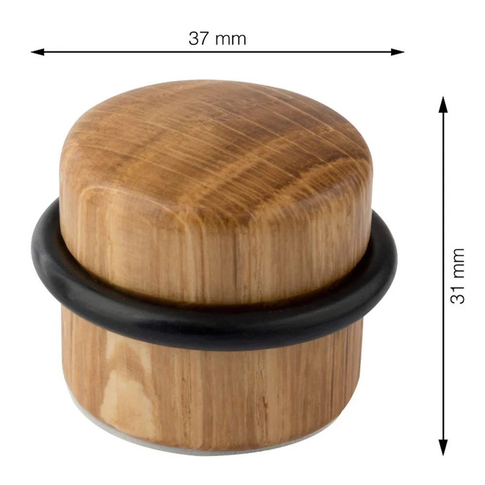 Door Stopper Wood Cylindrical Floor Mount Door Stop Bumper Non-magnetic Holder Catch Double-Sided Adhesive Sheets Punch Free
