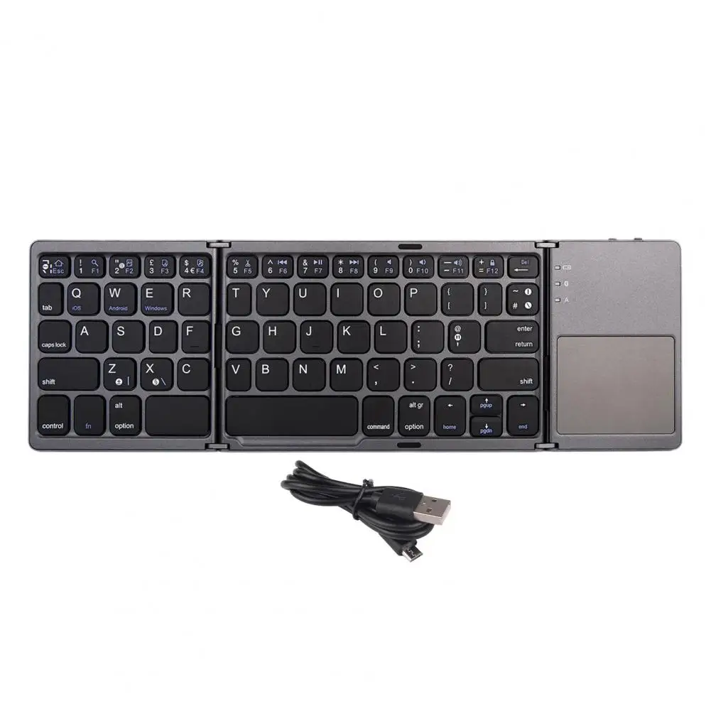 

B033 Convenient Foldable Wireless Keypad 3-Devices Sync with Touchpad 63 Keys Foldable Keyboard Typing