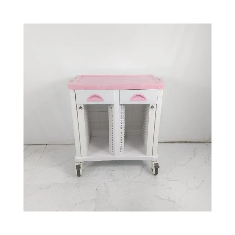 Najnowszy wózek medyczny z tworzywa ABS z szufladą, wózek na dokumenty medyczne, wózek szpitalny.