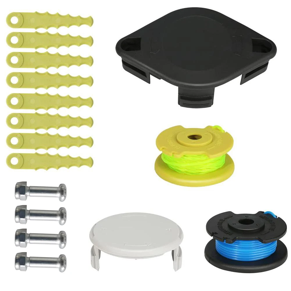 For 18V 24V 40V 2-in-1 Pivoting Fixed Line And Bladed Head Blades Spool Line Spool Cap Kits String Trimmer Parts