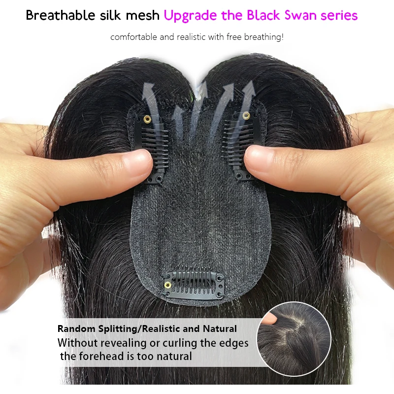 100% cabello humano de ocho formas de cabello humano 7X10cm redecilla peluquín Clip recto en la extensión del cabello mejorar el volumen Topper piezas de cabello