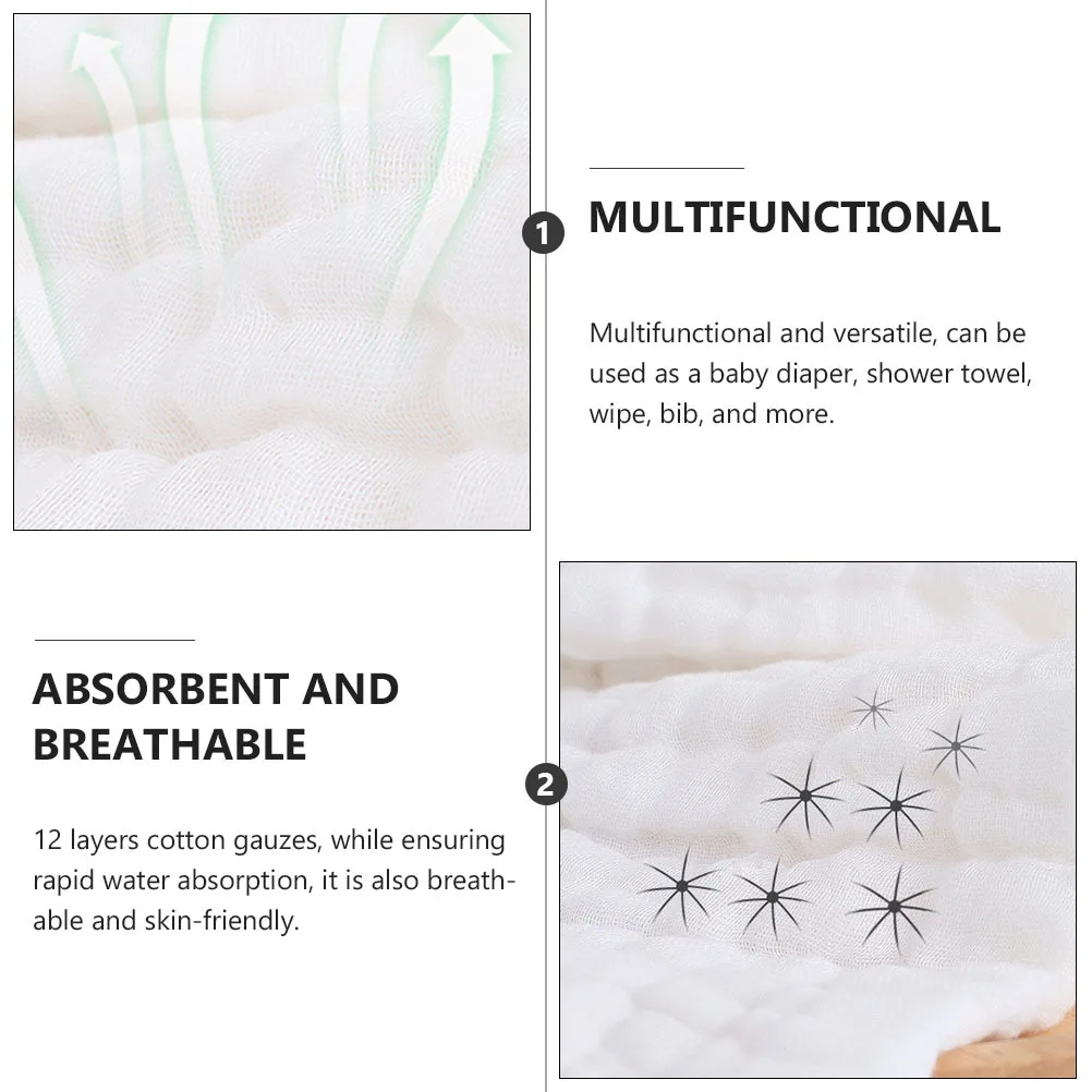 

5pcs Cotton Diapers 12 Layers Gauze Water Washable Baby Bibs Reusable Infant Wipes Breathable Newborn Shower Towel Gift