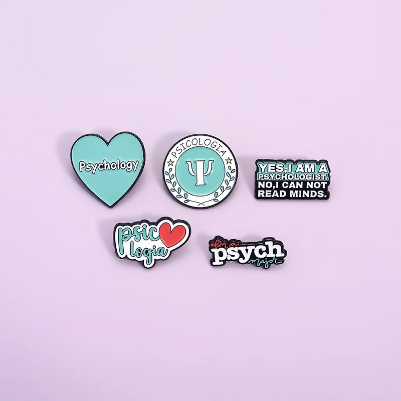 5 قطع من دبابيس المينا ذات الطابع النفسي - دبابيس من سبائك الكرتون اللطيفة مع اقتباسات ورموز روح الدعابة - شارات مينا ملونة نابضة بالحياة