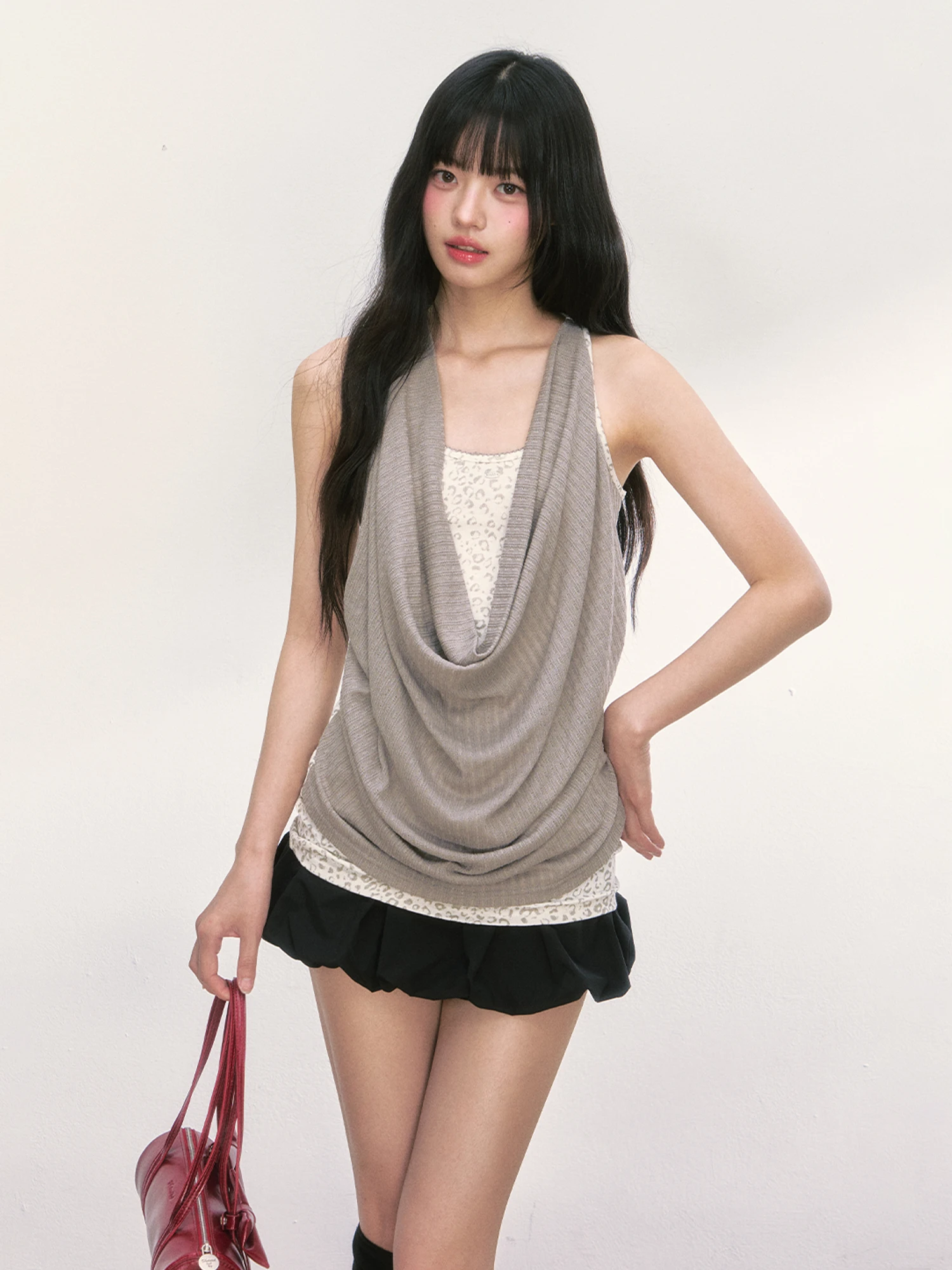 

Топ-майка Wedhub с леопардовым принтом и эффектом двухслойности, женский летний уличный топ, повседневный стиль