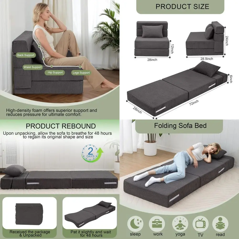 

Трансформируемое кресло-кровать из вельвета, односпальный диван-кровать, удобное кресло-матрас, компактный диван для гостиной