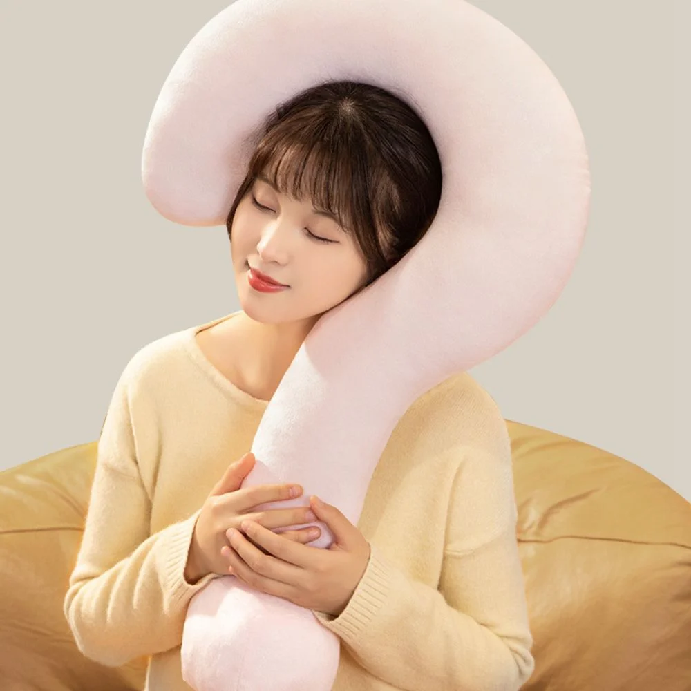 Almohada Cervical con signo de interrogación suave y divertida, almohada ergonómica para siesta en la oficina, agradable para la piel, ropa de cama con soporte para el cuello de gran tamaño