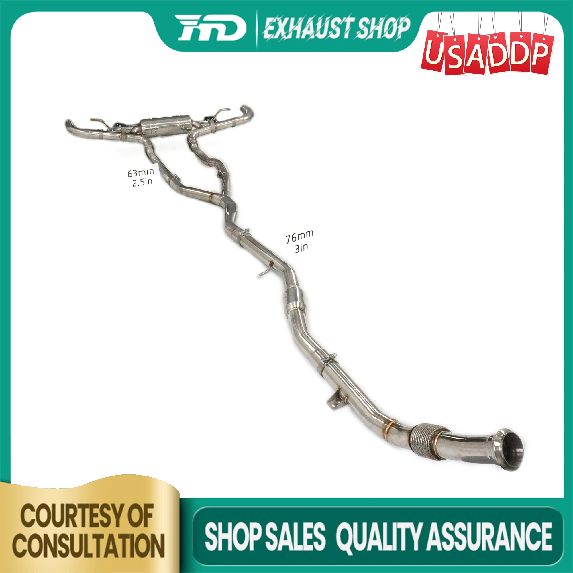 

SUS304 Catback for Mercedes Benz GLE53 W167 Electronic valves Increased horsepower Muffler Exhaust system High quality