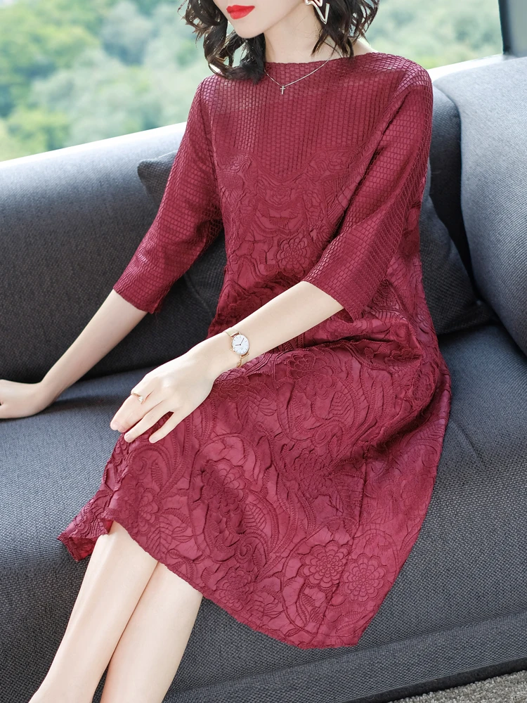 

Красное элегантное платье для беременных, свободного кроя, для молодых подружек невесты, для свадебной церемонии, для свекрови, для гостей, весна-осень