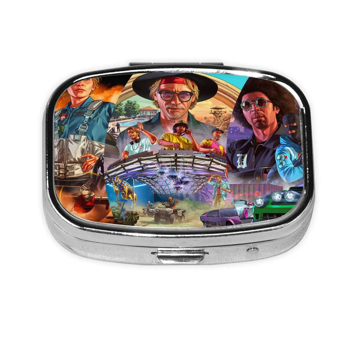 

Video Game Grand Theft Auto Small Portable Pill Cases 2 Grids Medicine Holder Storage Case Pill Box For Travel
