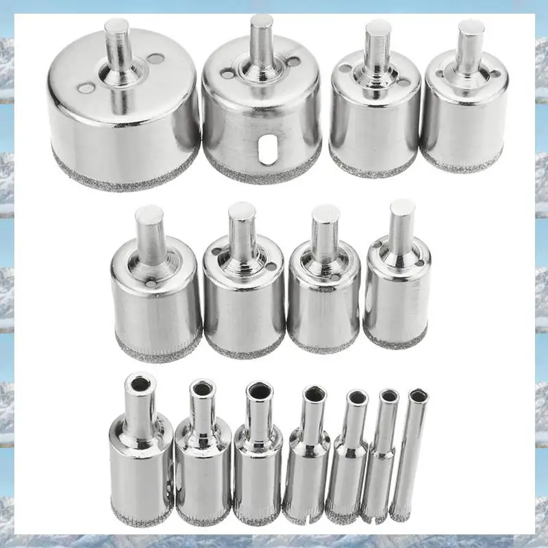 

2025 Горячий стиль, 15 шт., кольцевые пилы с алмазным покрытием, сверла для плитки, мрамора, стекла, набор сверл 6-50 мм