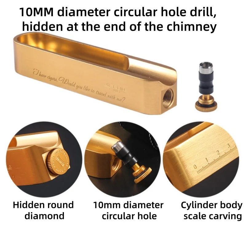 Men's 3-in-1 Portable Metal Cigar Ashtray Holder Opener with Scale Durable Smoking Accessory for Cigar Lovers