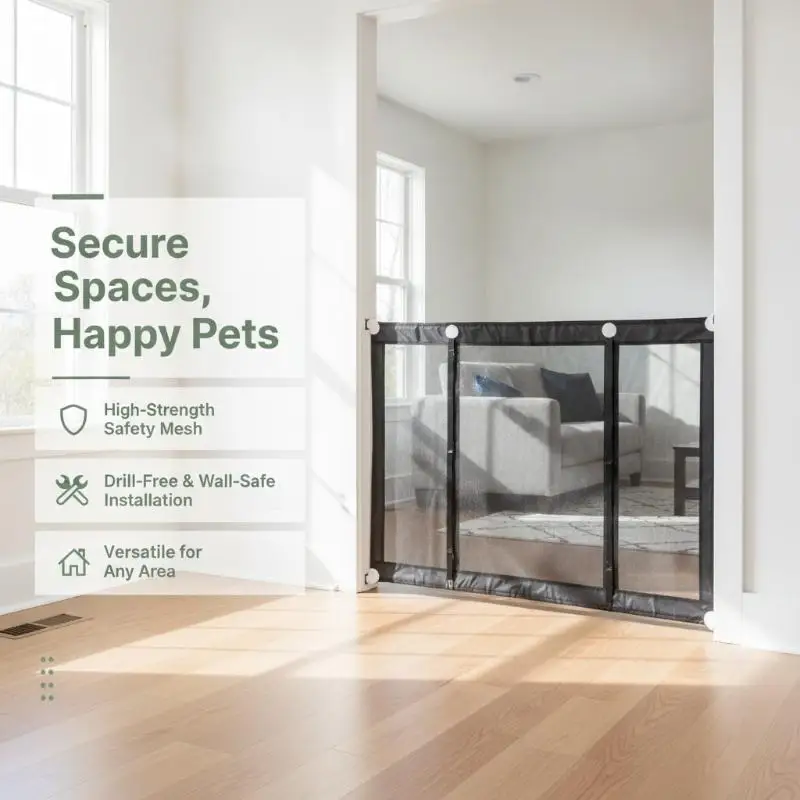 Pet Dog Barrier Fences Hook Pet Isolated Network Stairs Gate New Folding Breathable Mesh Playpen For Dog Safety Fence