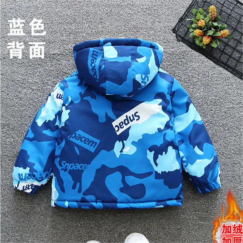 2-7T new winter boys kids children snowwear chick warm outside hooded Camouflage coat