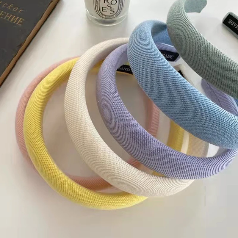 Summer Women Thick Velvet Head Hoop Multi Colors Padded Headbands Wide Elastic Hair Hoops Sponge Hairband Hair Accessories