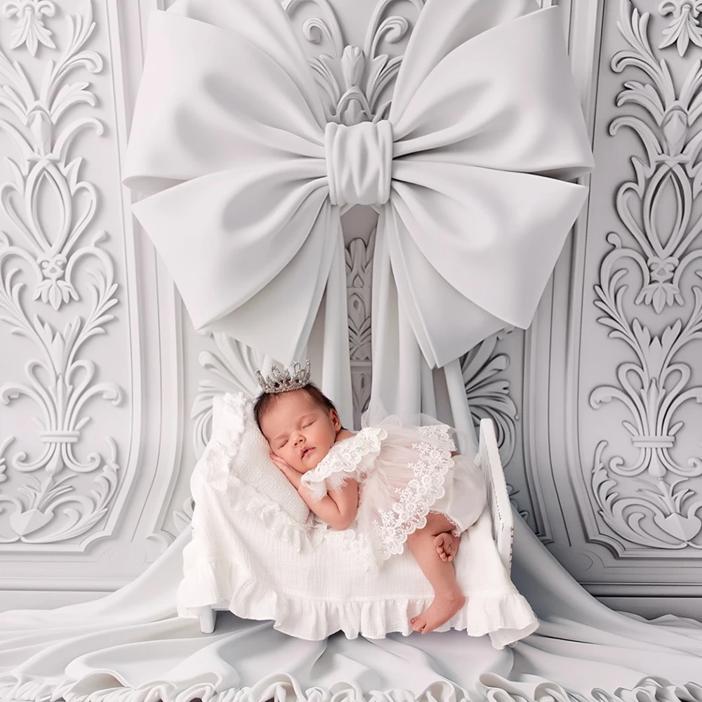 White Lace Ruffle Romper Newborn Photography Props Baby Photo Shoot Outfit Infant Bodysuit Girl Prop Vintage Lace Pillow Wrap
