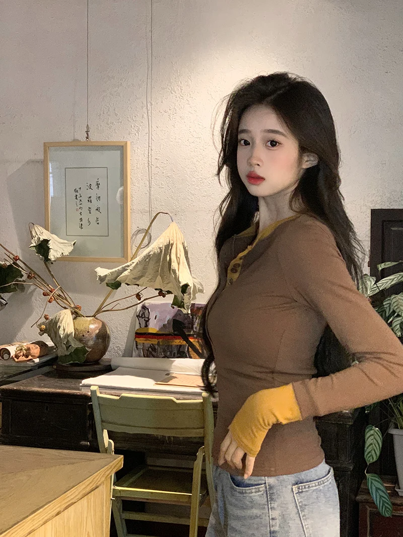 

Футболки с длинными рукавами Базовые женские летние хлопковые ажурные завязки сбоку Лента с драпировкой подол Простые воздушные путешествия Современная девушка Крутой Harajuku