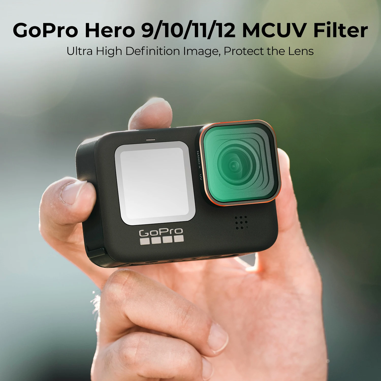 K&F Concept Action Camera UV Filter High-definition Anti-reflection Green Film Waterproof Anti-scratch for GoPro Hero 9/10/11/12