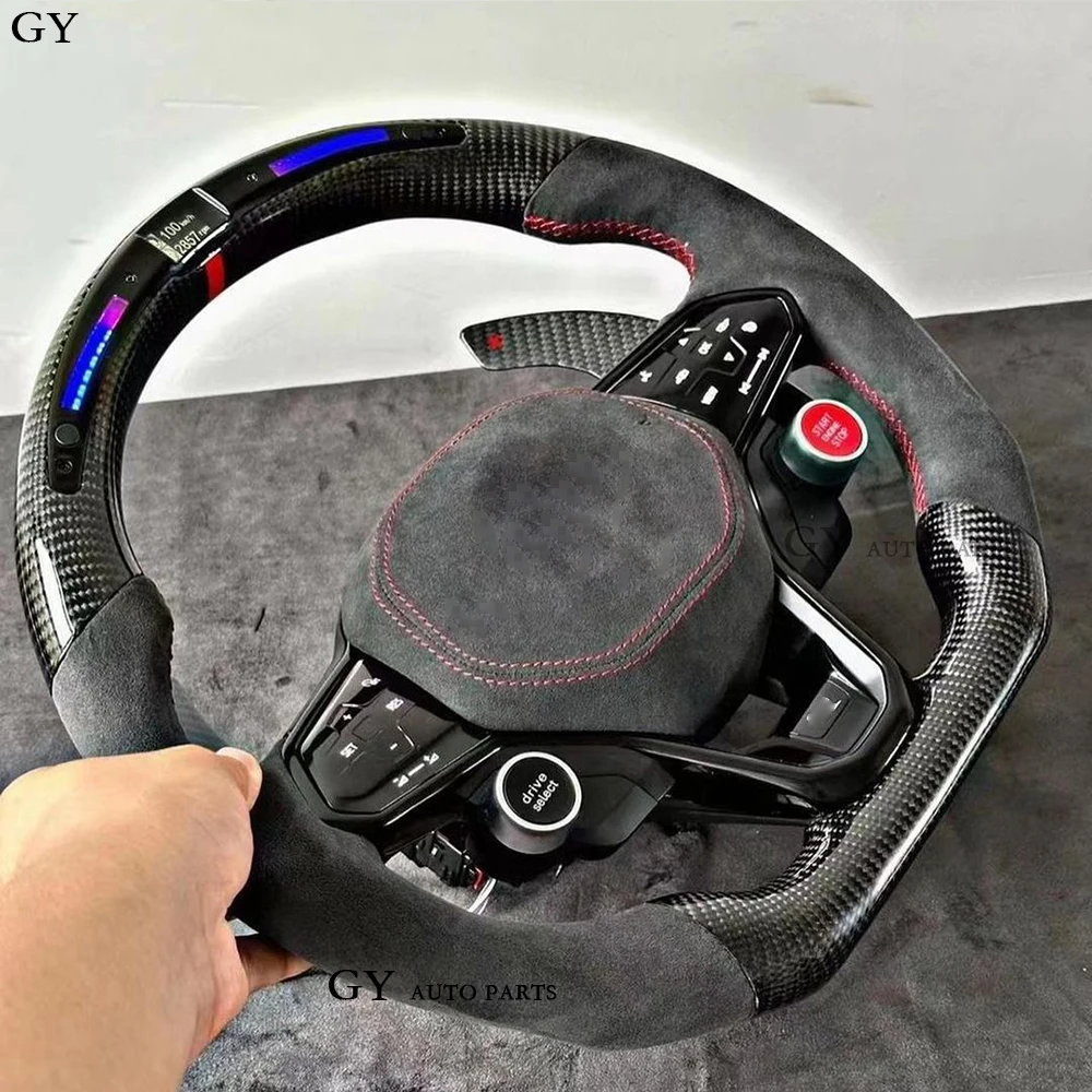 LED Carbon Fiber Steering Wheel Customized For Volkswagen VW Gol-f  POLO 8 GTI Jetta GLI CC R-Line MK8 ID4