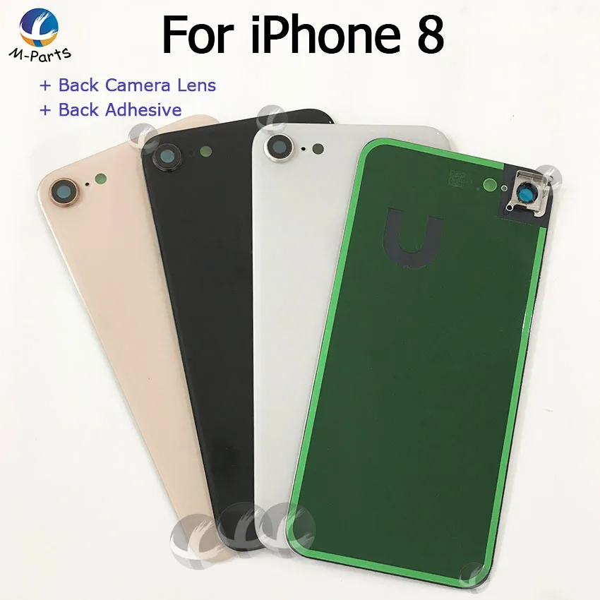 Universal Version Back Housing With Camera Lens + Adhesive For iphone 8 Plus 8P + Logo Rear Glass Plate Cover Lid Shell