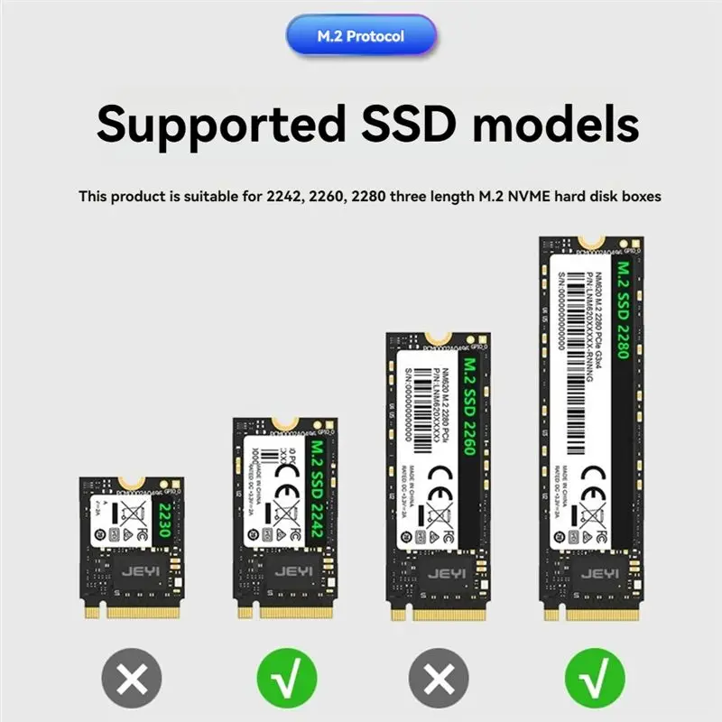 BNVN-20Gbps M.2 SSD Enclosure With Cooling Fan USB-C 3.1 Dual Protocol High-Speed External Hard Drive Case For 2242 2260 2280 view 2