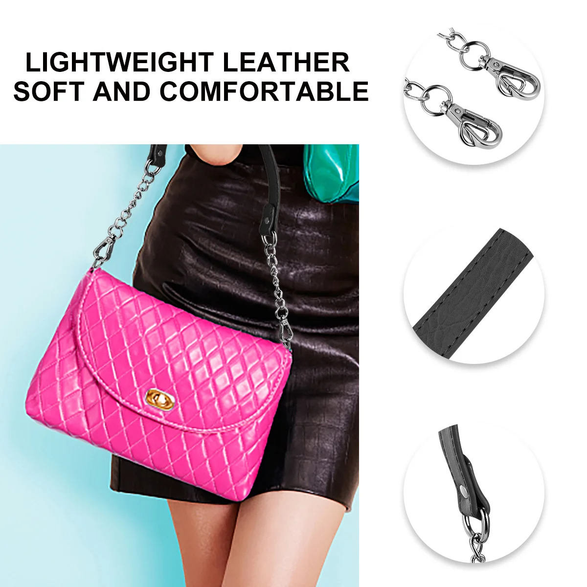 

2pcs Bag Chain Metal Strap for Tote Cross Body Shoulder Bags Gold Purse PU Accessories Box Bag Hardware