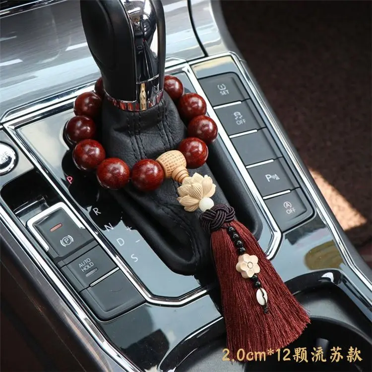 Natural Lobular Rosewood Car Decoration Beads Pendant Ornament Lotus Peace Buddha Beads Men and Women Couple Gifts