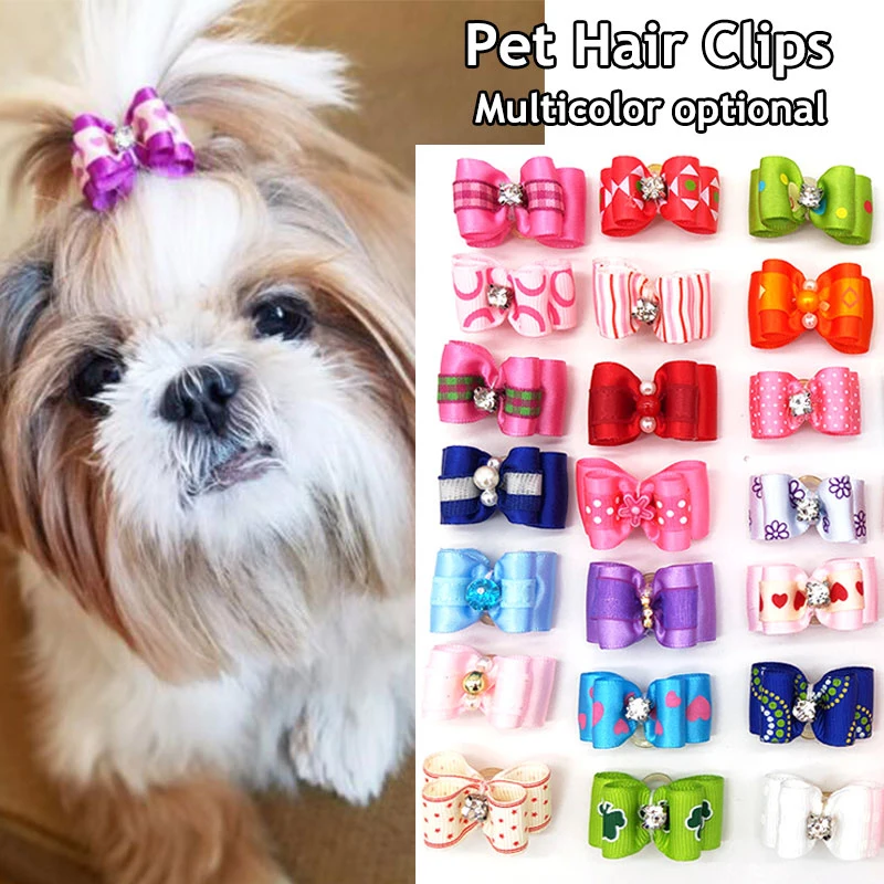 Colorful Puppy Hair Bows Decoration Small Dog Bows Hair Rubber Bands Pet Headflower Cute Fashion Pet Head Flower Dog Accessories