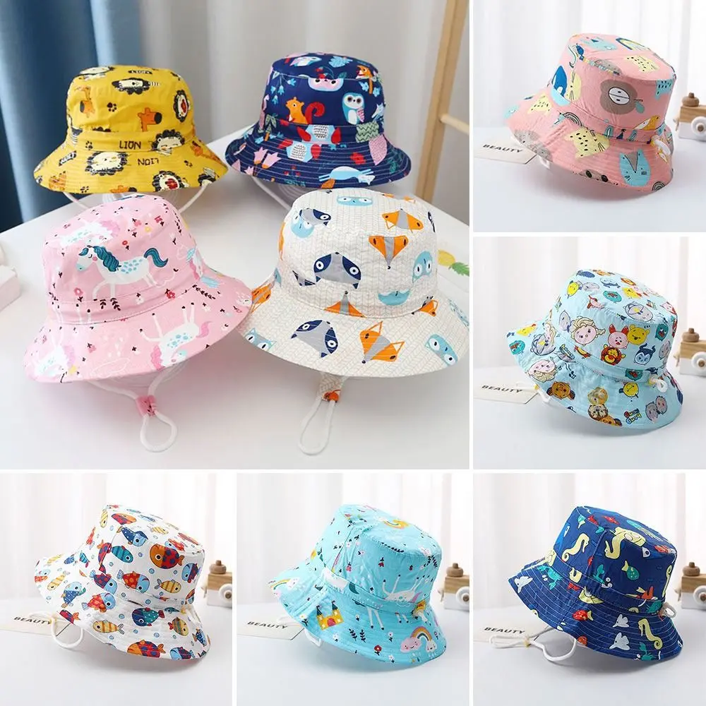 Summer Kids Bucket Hat for Baby Cute Boy Girl Wide Brim Fisherman Cap UV Protection Kids Panama Cap Sun Hats