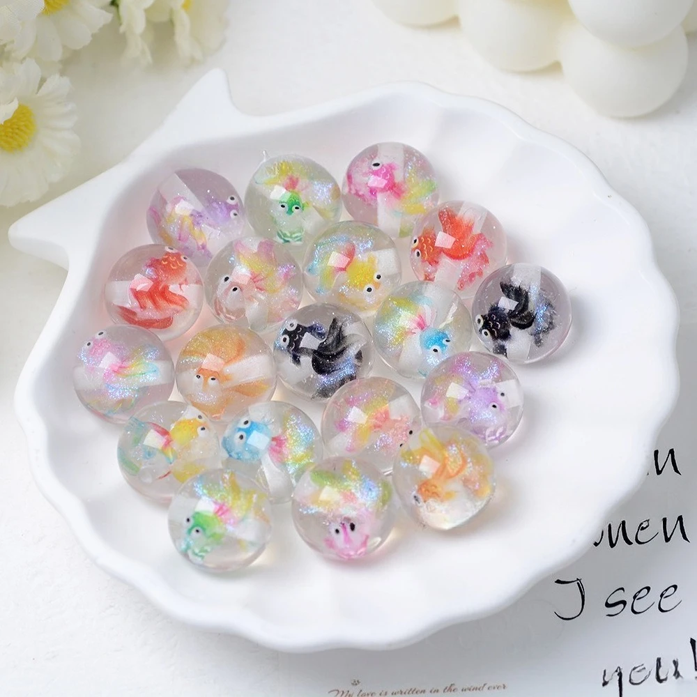 5/10/20Pcs, 16*16mm, Beads, Beads, Goldfish Pattern, Resin, Beads, DIY, Accessories, Car Accessories
