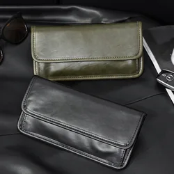 Fashion Vinatge Men's Clutches Medium Long Wallets Men Clutch Handbags Solid Soft Leather Clutch Multi-card Coin Purses Wallets