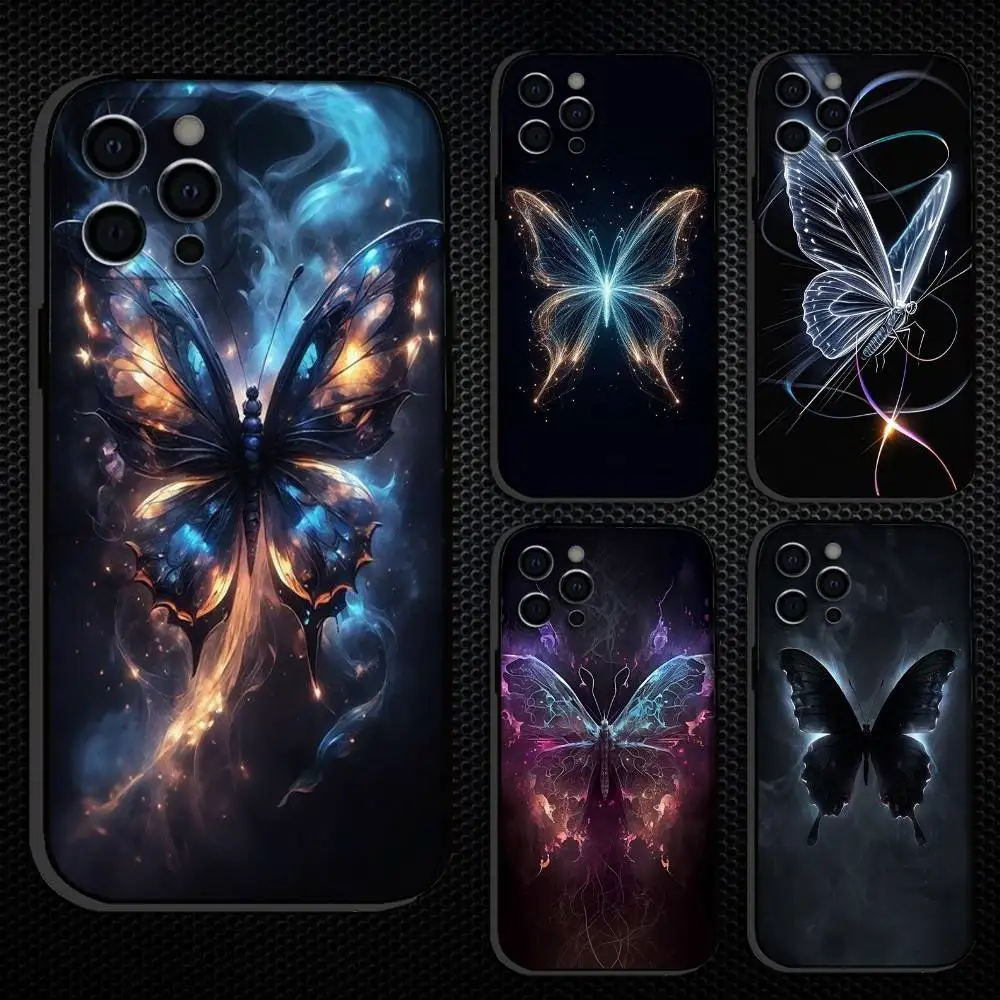 

BlackButterfly Phone Case For iPhone 16,15,14,13,12,11 Plus,Pro Max, Others Soft Black Cover