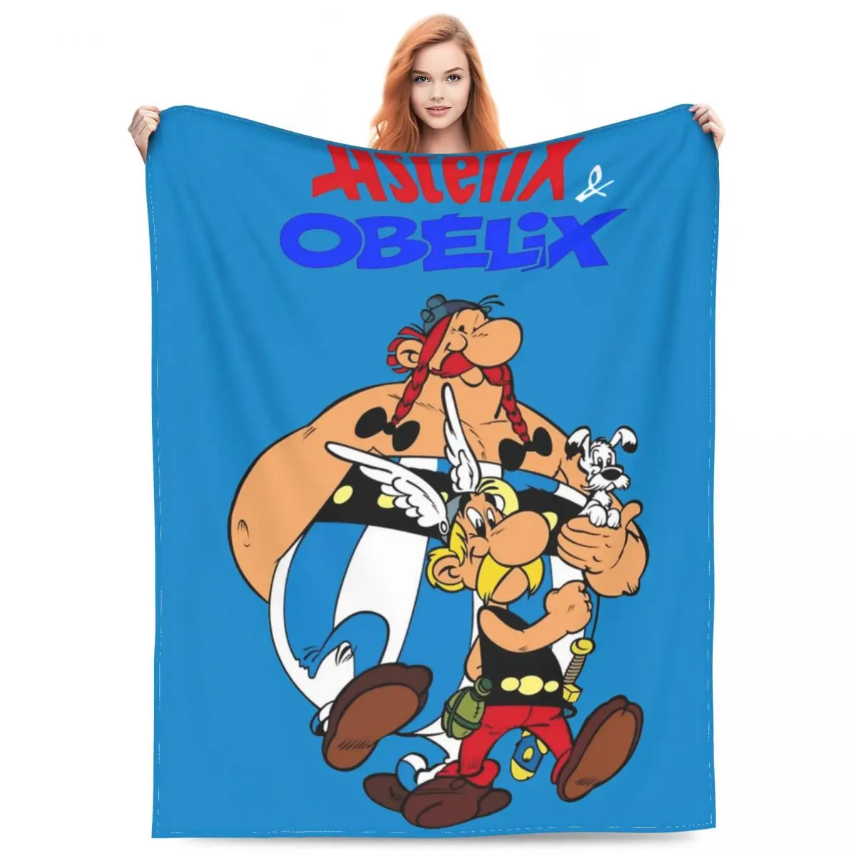 

Comfortable Asterix-and-Obelix Humor Cartoon Blanket Merchandise Bedding Decorative Funny Throw Blanket Warm Flannel for Office