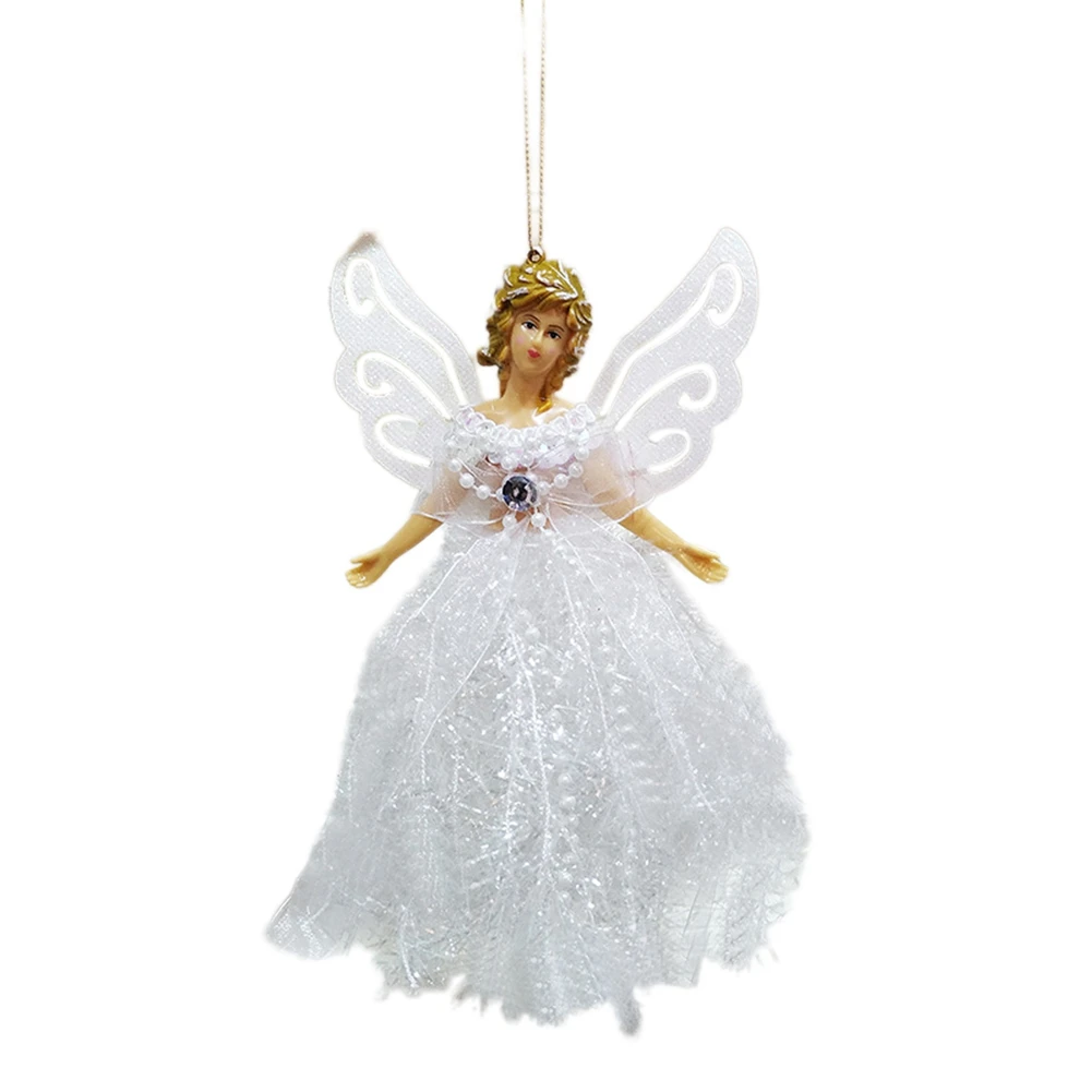 1PC White Christmas Angel Pendant Hanging Angels Ornaments Handmade Angel Doll Christmas Gifts For Indoor Xmas Tree Decor