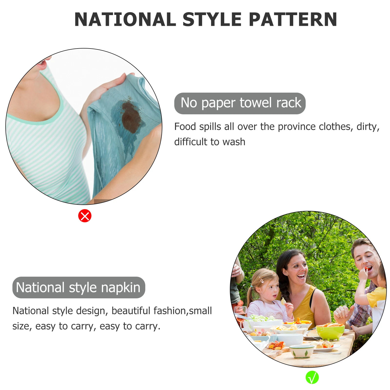 

10 Pcs Elderly Napkin Holder Bibs Senior Flat Coarse Cotton Clips Chain Napkins