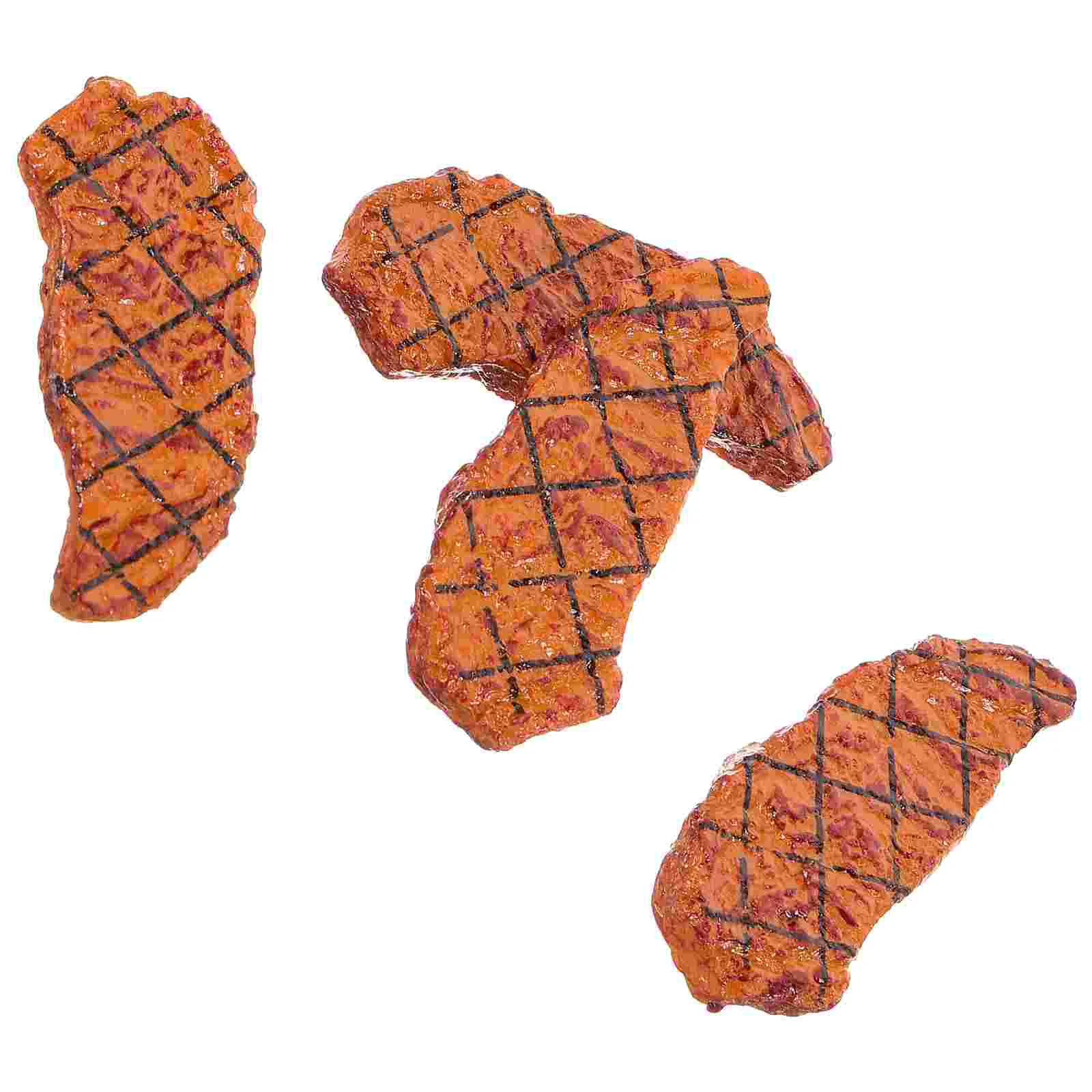 4 Pcs Mini Steak Miniature Gift Artificial Steaks Decoration Pvc Realistic Simulated
