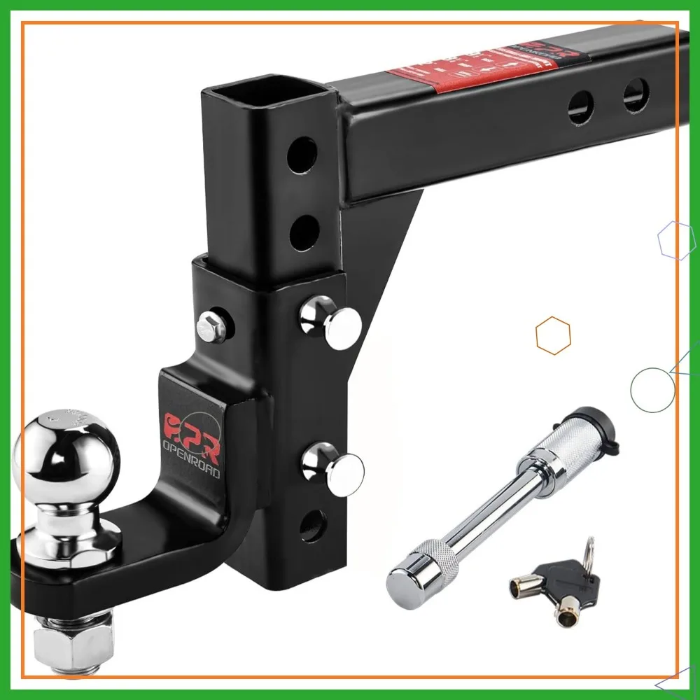 

Adjustable Trailer Hitch Ball Mount for 2-Inch Receiver, 7500lbs Capacity, 9-1/2" Drop/8-1/4" Rise with Lock