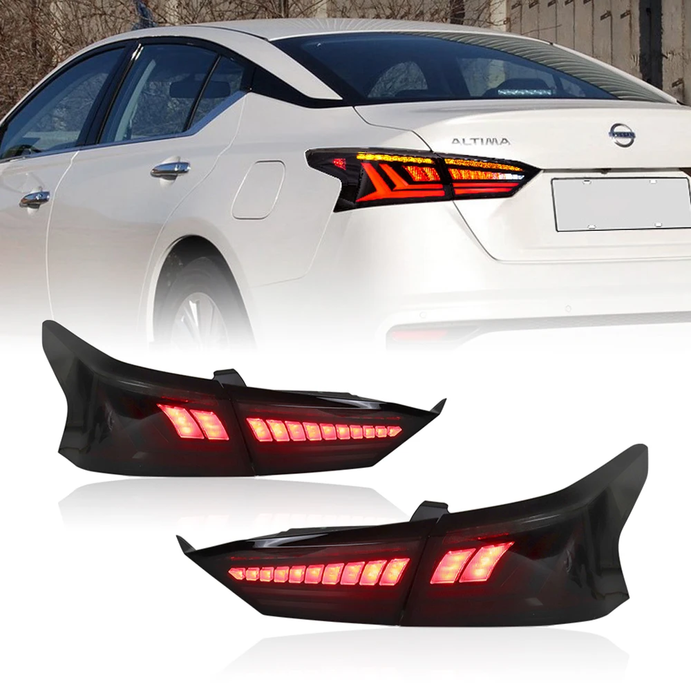 Пара автомобильных задних фонарей в сборе для Nissan Altima 2019-2023, светодиодные тормозные фонари с мерцанием, Plug and Play, задние фонари