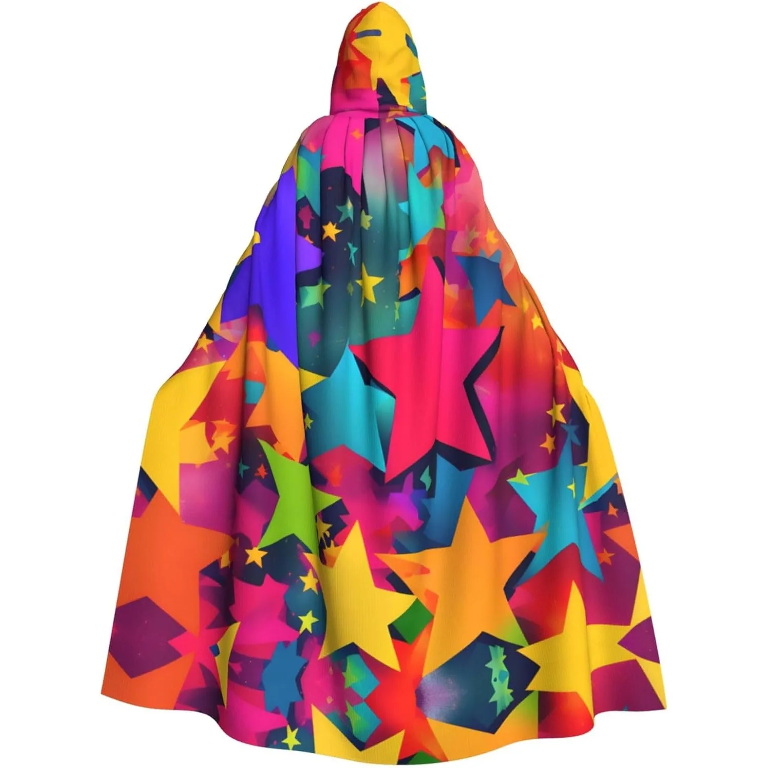 

Плащ с капюшоном для взрослых с принтом радужных звезд и накидкой ведьмы на Хэллоуин, Рождество, костюм для вечеринки
