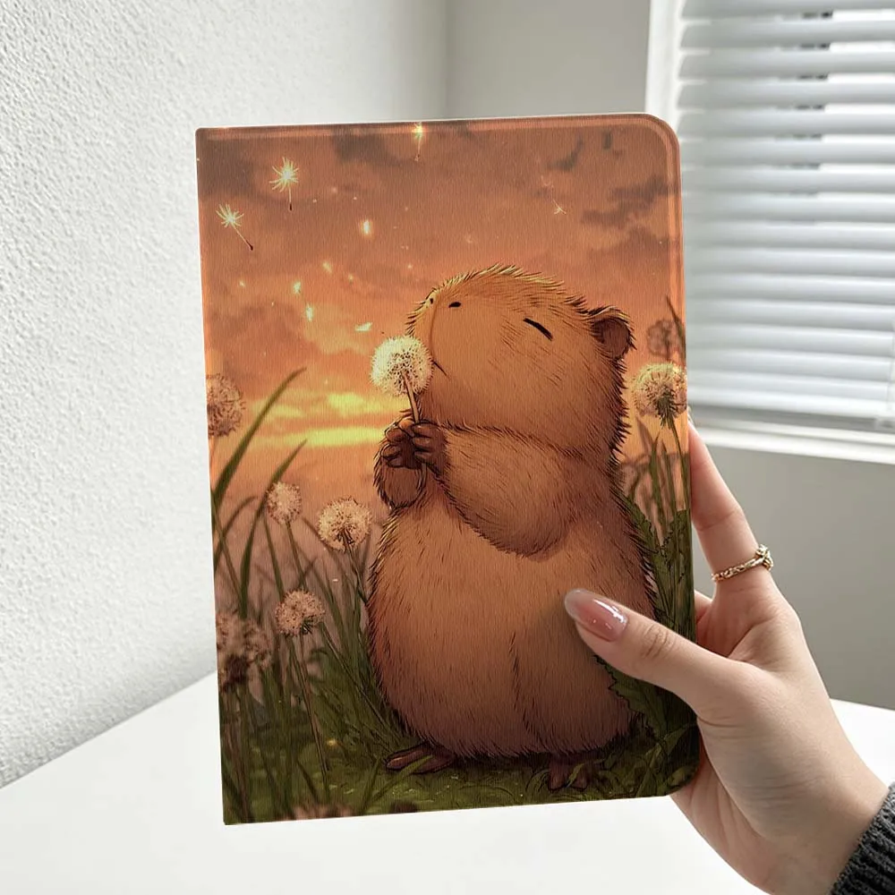 Cartoon Capybara Dandelion For iPad Pro Air mini 7 6 5 4 3 2 1 9gen M5 M4 11th 10th A17 Pro A16 Soft Inch Tablet Case Cover